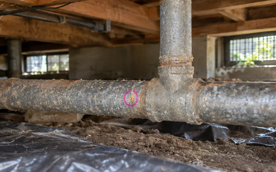 Leak Detection in Old Town Newark, Newark — non-invasive acoustic and thermal leak pinpointing mark before opening