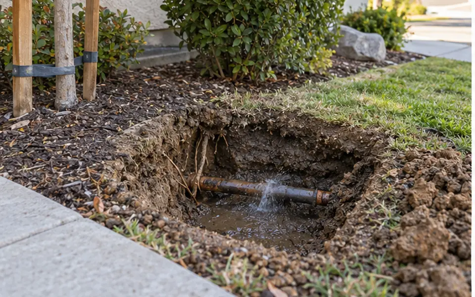 Main Water Line Leak Detection in Newark — non-invasive acoustic and thermal leak pinpointing mark before opening